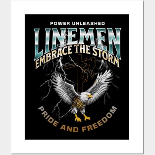 Lineman Pride And Freedom Posters and Art